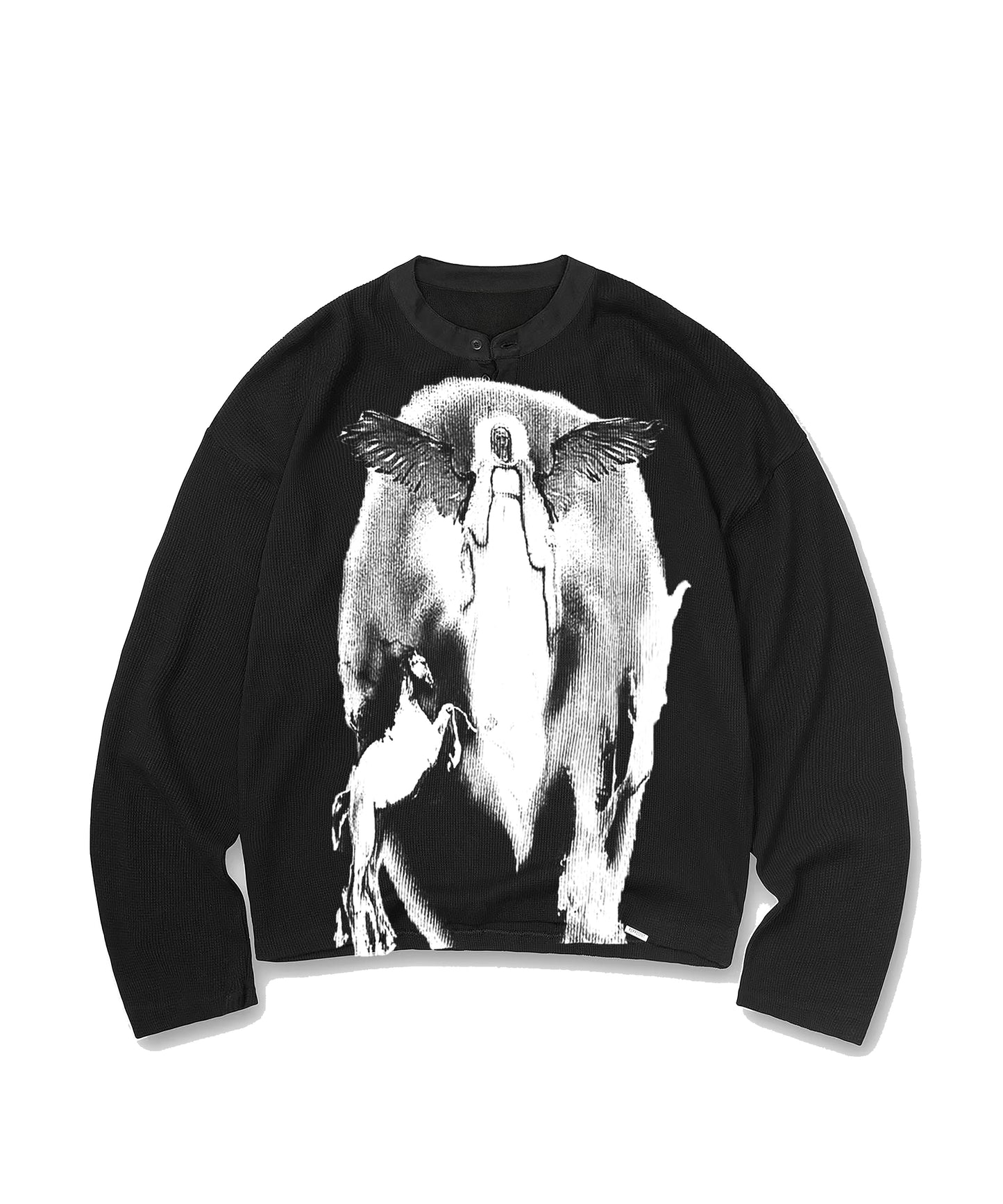 Waffle Knit Henley Long Sleeve