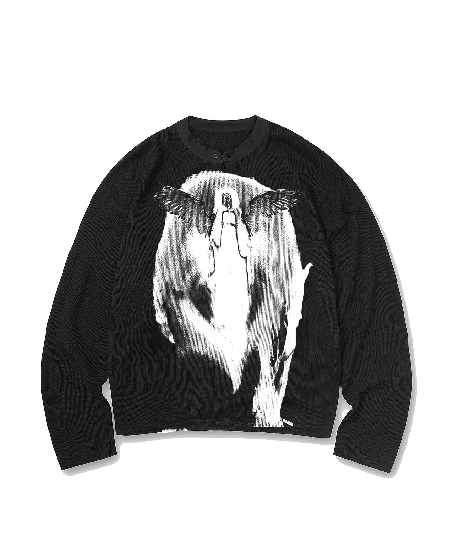Waffle Knit Henley Long Sleeve