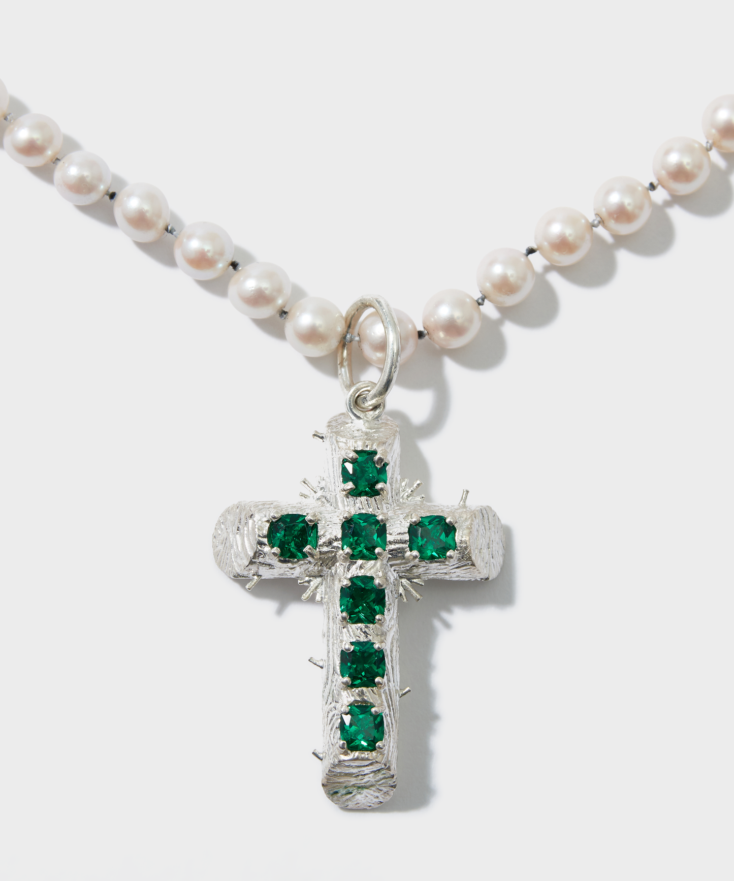 Silver Cross With Fresh Water Pearl Necklace